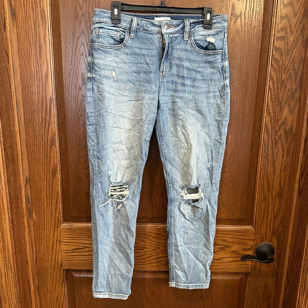 Studio Blue Women Distressed Skinny‎ Jeans Light Wash Size 29 Knee Rip Denim